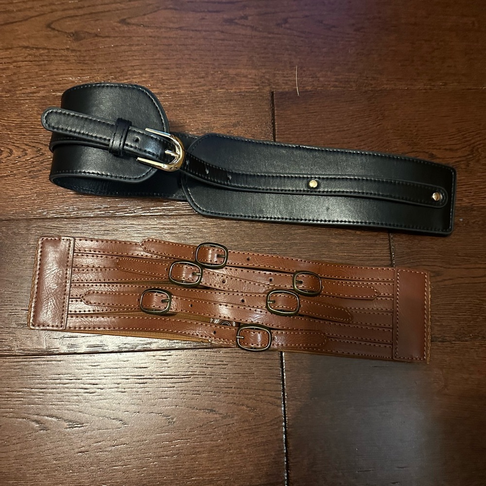 Elegant Black and Brown Women's Belt Set